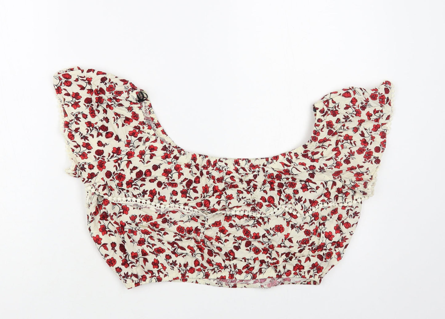 Womens UK Size 10 H&M Ivory Cropped Blouse