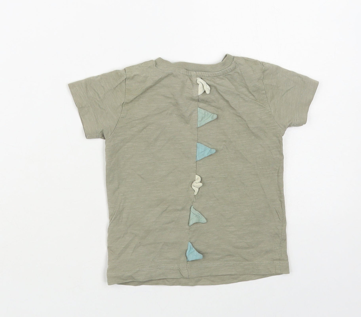 NEXT Baby Green Cotton Pullover T-Shirt Size 6-9 Months Crew Neck Pullover - Dinosaur