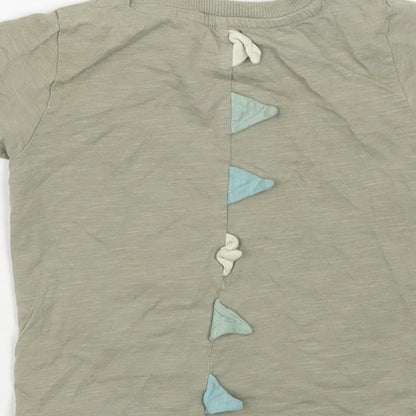 NEXT Baby Green Cotton Pullover T-Shirt Size 6-9 Months Crew Neck Pullover - Dinosaur