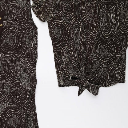 DASH Womens Brown Geometric Viscose Fit & Flare Size 10 Scoop Neck Tie - 2-Piece set