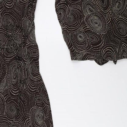 DASH Womens Brown Geometric Viscose Fit & Flare Size 10 Scoop Neck Tie - 2-Piece set
