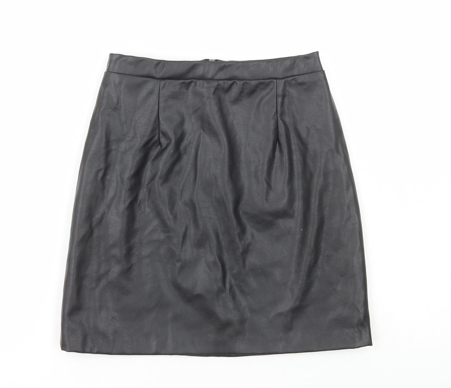 River Island Womens Black Polyester A-Line Skirt Size 8 Zip