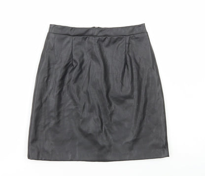River Island Womens Black Polyester A-Line Skirt Size 8 Zip