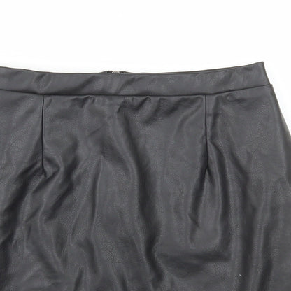 River Island Womens Black Polyester A-Line Skirt Size 8 Zip