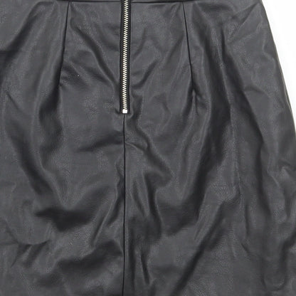River Island Womens Black Polyester A-Line Skirt Size 8 Zip