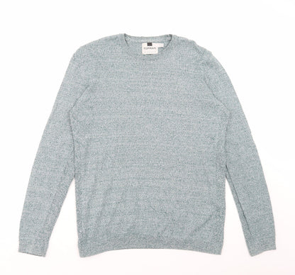 Topman Mens Green Round Neck Cotton Pullover Jumper Size M