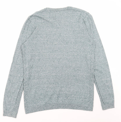 Topman Mens Green Round Neck Cotton Pullover Jumper Size M
