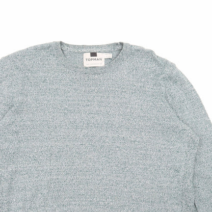 Topman Mens Green Round Neck Cotton Pullover Jumper Size M