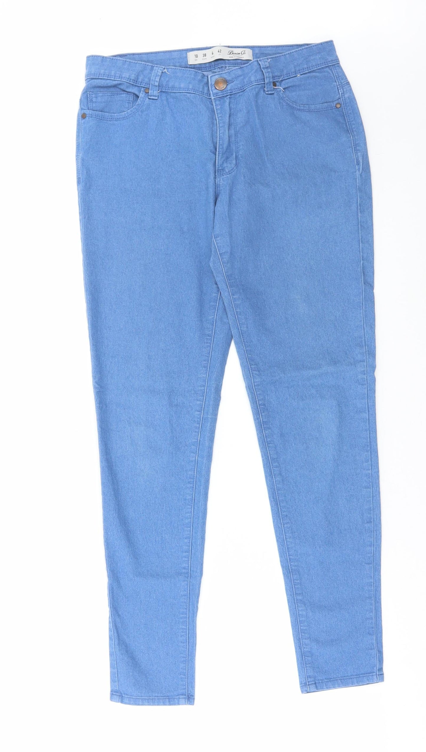 Denim & Co. Womens Blue Cotton Skinny Jeans Size 10 L28 in Regular Zip