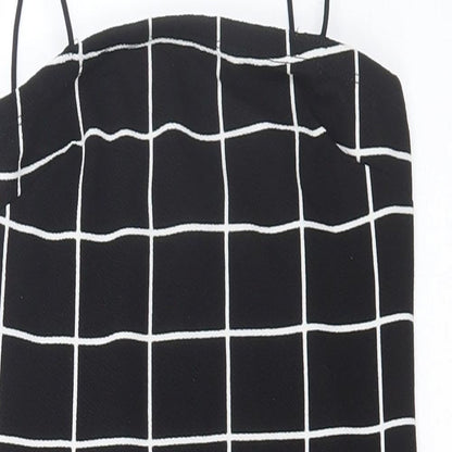 SheIn Womens Black Check Polyester Bodycon Size XS Square Neck Pullover