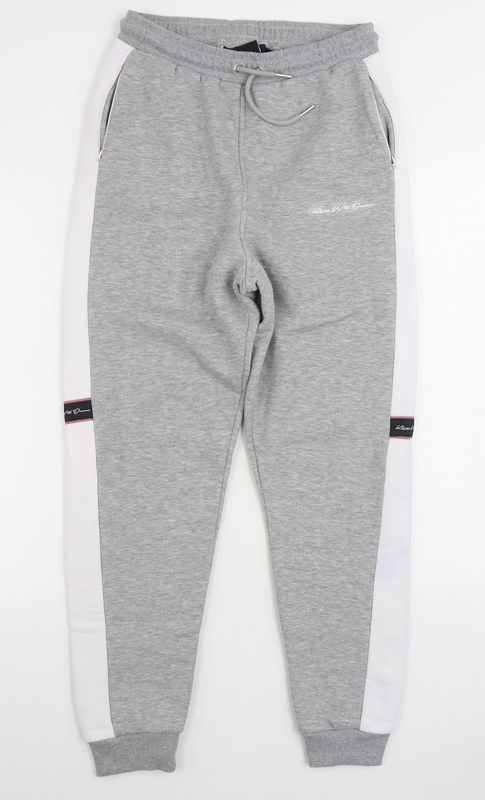 Kings Will Dream Womens Grey Cotton Jogger Trousers Size 10 L30 in Regular Drawstring