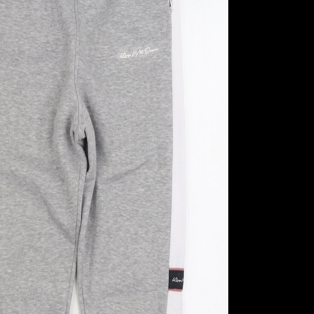 Kings Will Dream Womens Grey Cotton Jogger Trousers Size 10 L30 in Regular Drawstring