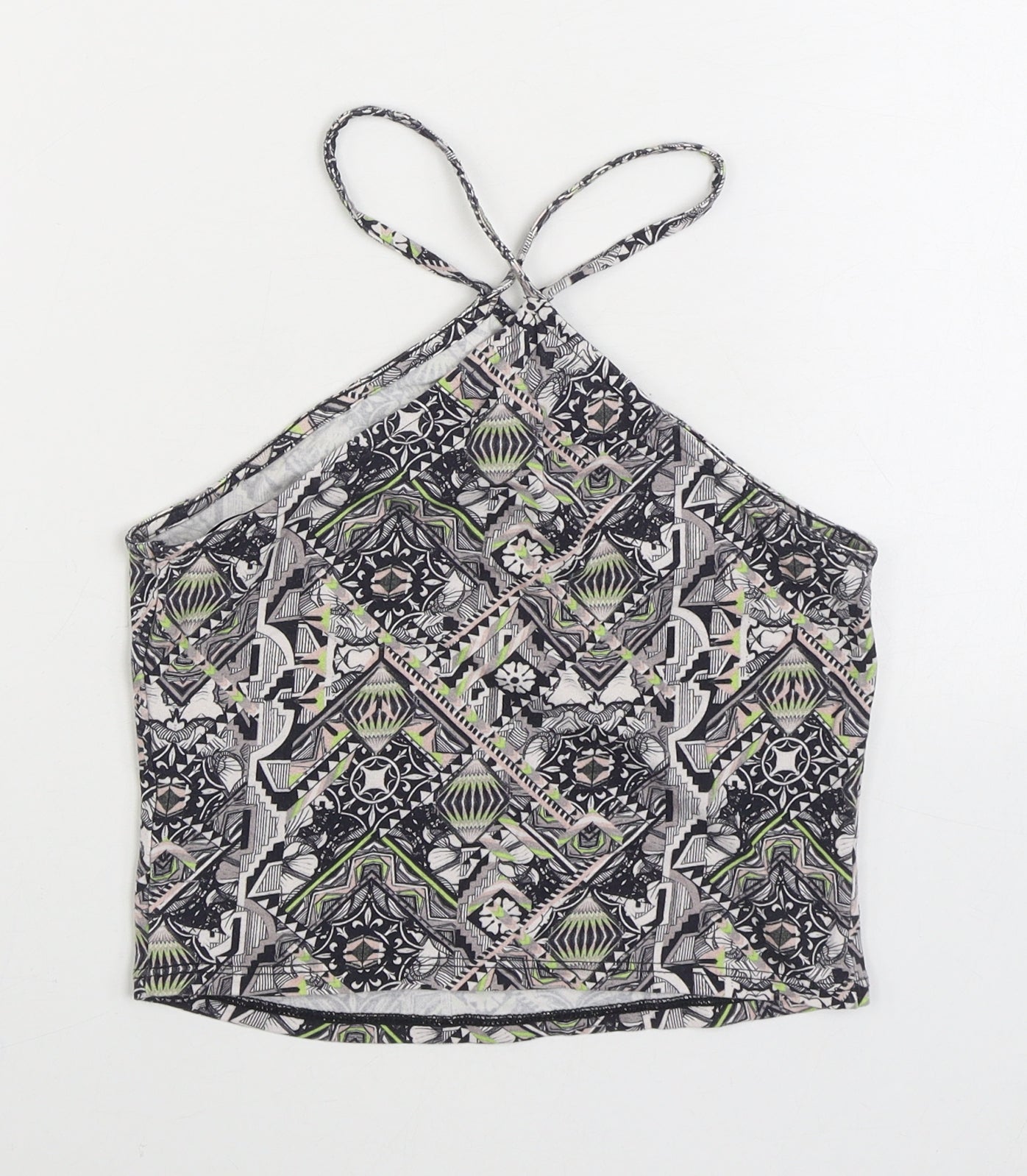 Miss Selfridge Womens Multicoloured Geometric Cotton Camisole Tank Size 10 Halter