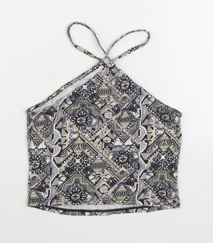 Miss Selfridge Womens Multicoloured Geometric Cotton Camisole Tank Size 10 Halter