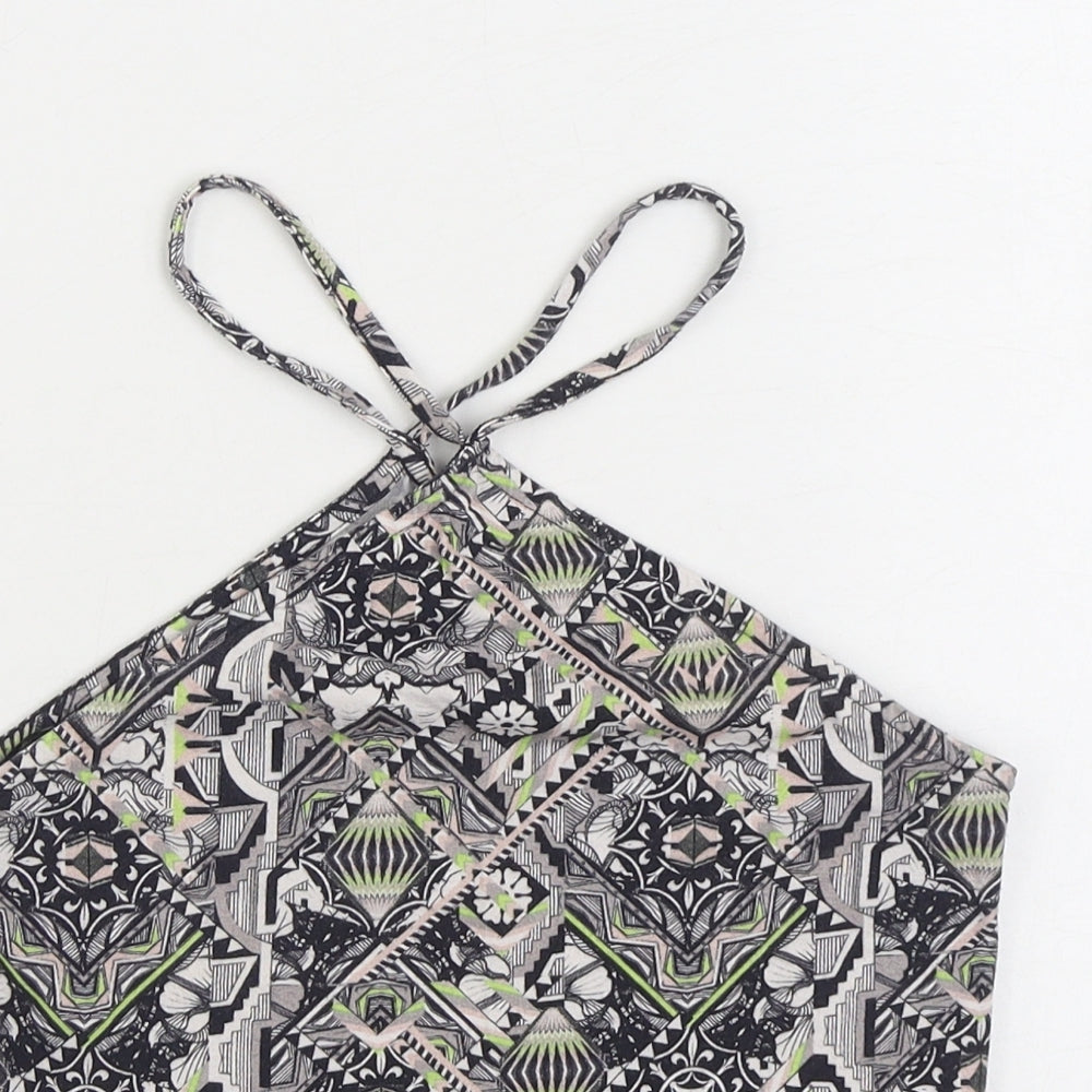Miss Selfridge Womens Multicoloured Geometric Cotton Camisole Tank Size 10 Halter