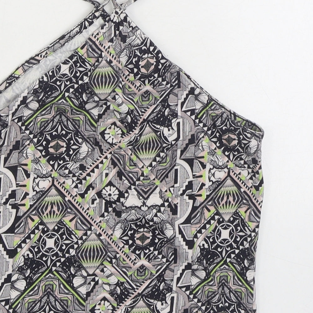 Miss Selfridge Womens Multicoloured Geometric Cotton Camisole Tank Size 10 Halter