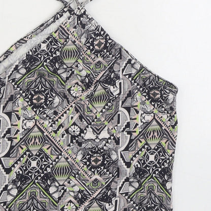 Miss Selfridge Womens Multicoloured Geometric Cotton Camisole Tank Size 10 Halter