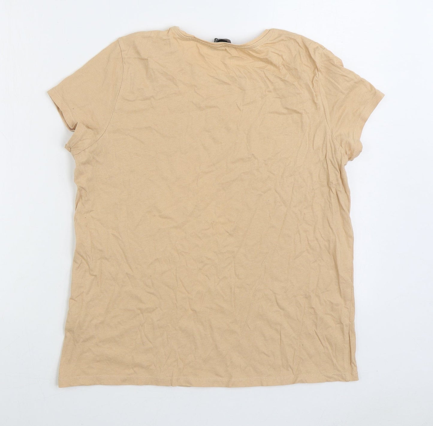 Primark Womens Orange 100% Cotton Basic T-Shirt Size 10 Round Neck - Potential