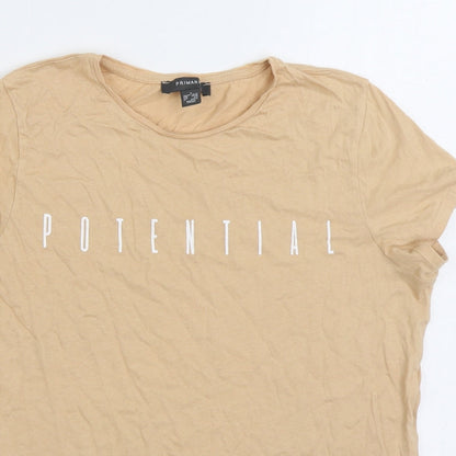 Primark Womens Orange 100% Cotton Basic T-Shirt Size 10 Round Neck - Potential