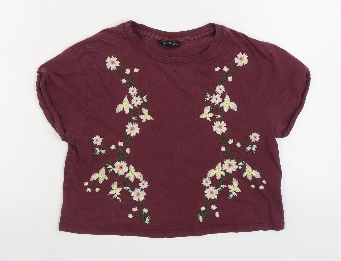 Womens UK Size 4 Topshop Purple Basic T-Shirt