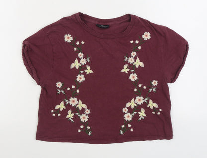 Womens UK Size 4 Topshop Purple Basic T-Shirt