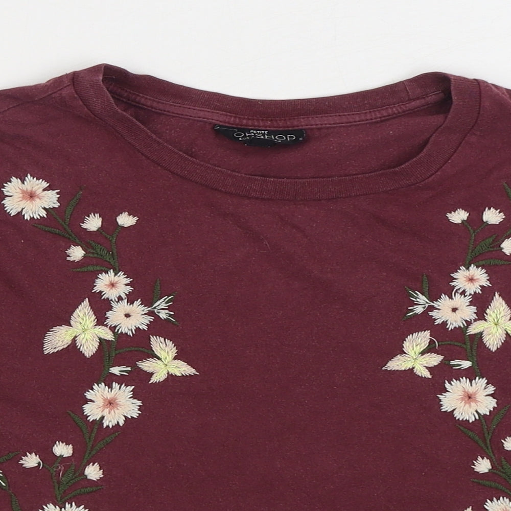 Womens UK Size 4 Topshop Purple Basic T-Shirt