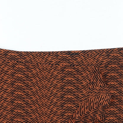 Missi London Womens Orange Animal Print Polyester Mini Skirt Size 12 Zip