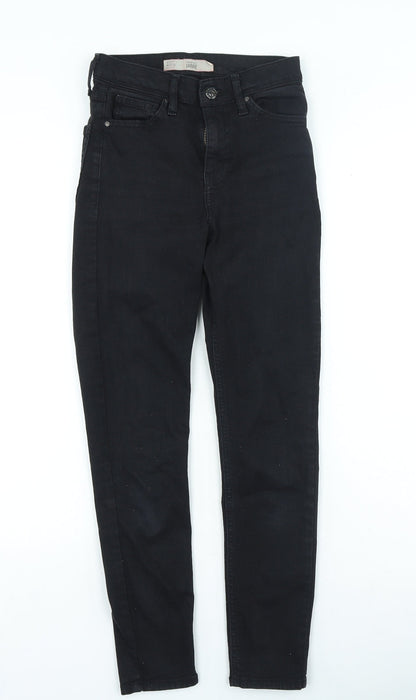 Topshop Womens Black Cotton Skinny Jeans Size 25 in L30 in Regular Zip