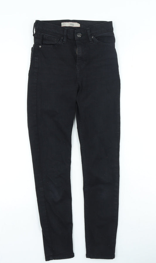 Topshop Womens Black Cotton Skinny Jeans Size 25 in L30 in Regular Zip