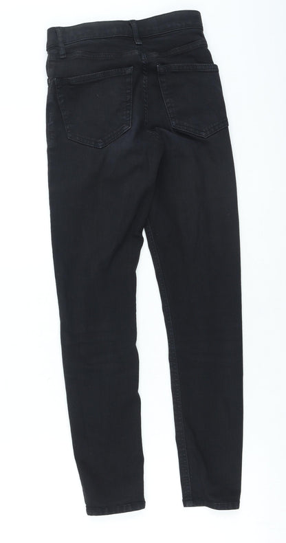 Topshop Womens Black Cotton Skinny Jeans Size 25 in L30 in Regular Zip