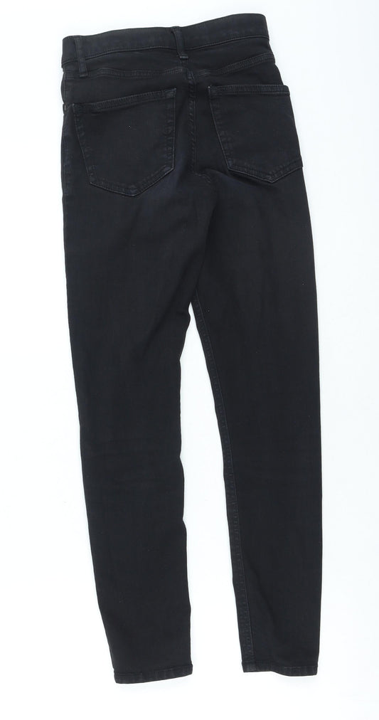 Topshop Womens Black Cotton Skinny Jeans Size 25 in L30 in Regular Zip