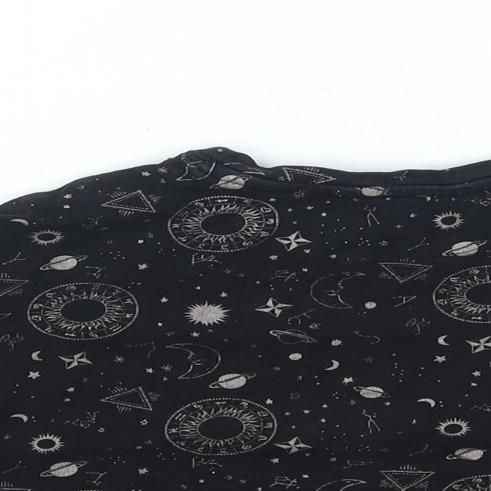 NEXT Girls Black Geometric Cotton Basic Casual Size 5 Years Round Neck Pullover - Horoscope