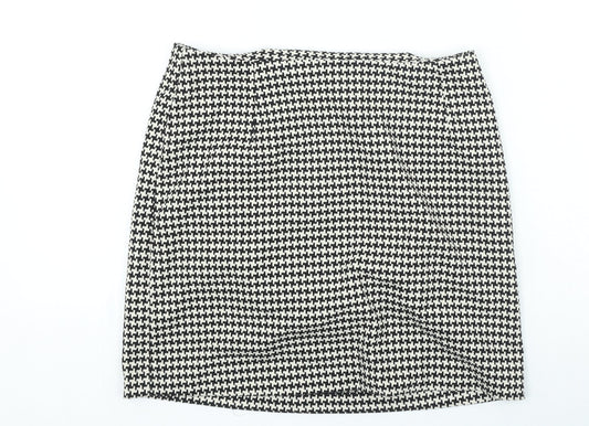 New Look Womens Black Check Polyester Mini Skirt Size 8 Zip
