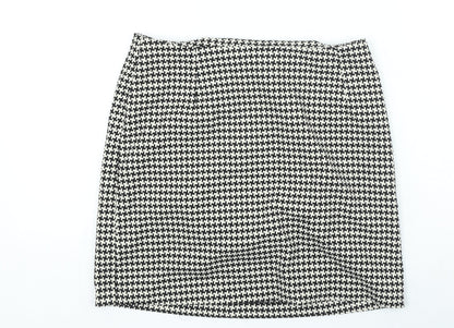 New Look Womens Black Check Polyester Mini Skirt Size 8 Zip