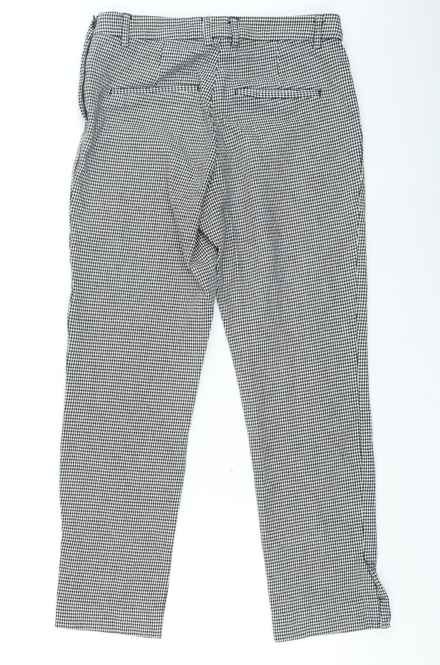H&M Womens Black Geometric Cotton Jegging Jeans Size 8 L21 in Regular Zip - Houndstooth