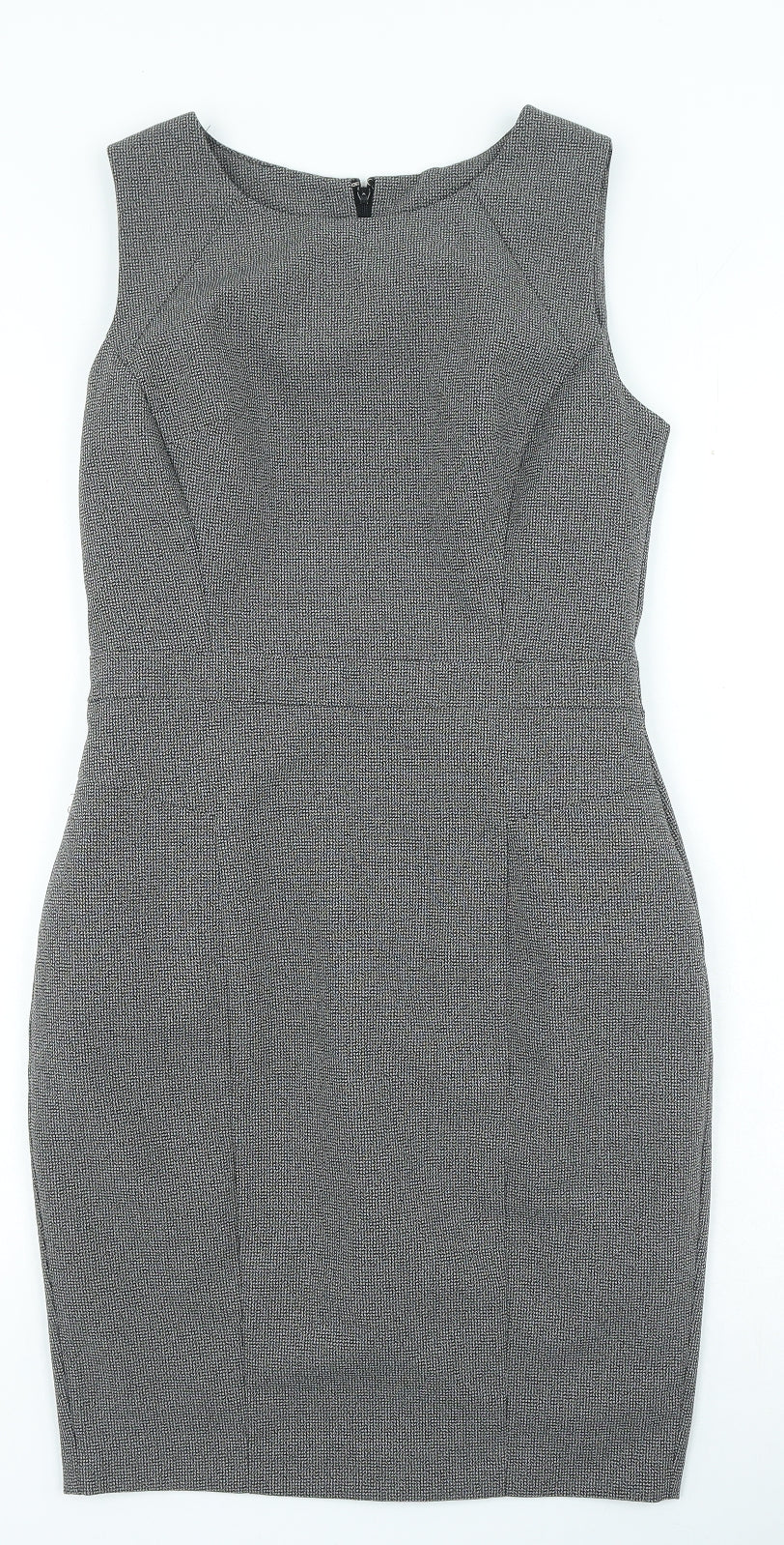 Primark Womens Grey Polyester Shift Size 8 Round Neck Zip