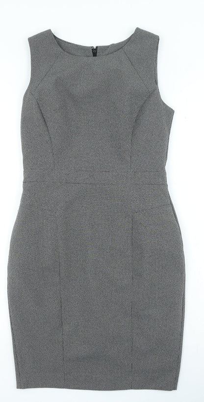 Primark Womens Grey Polyester Shift Size 8 Round Neck Zip