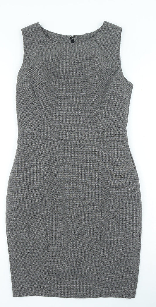 Primark Womens Grey Polyester Shift Size 8 Round Neck Zip