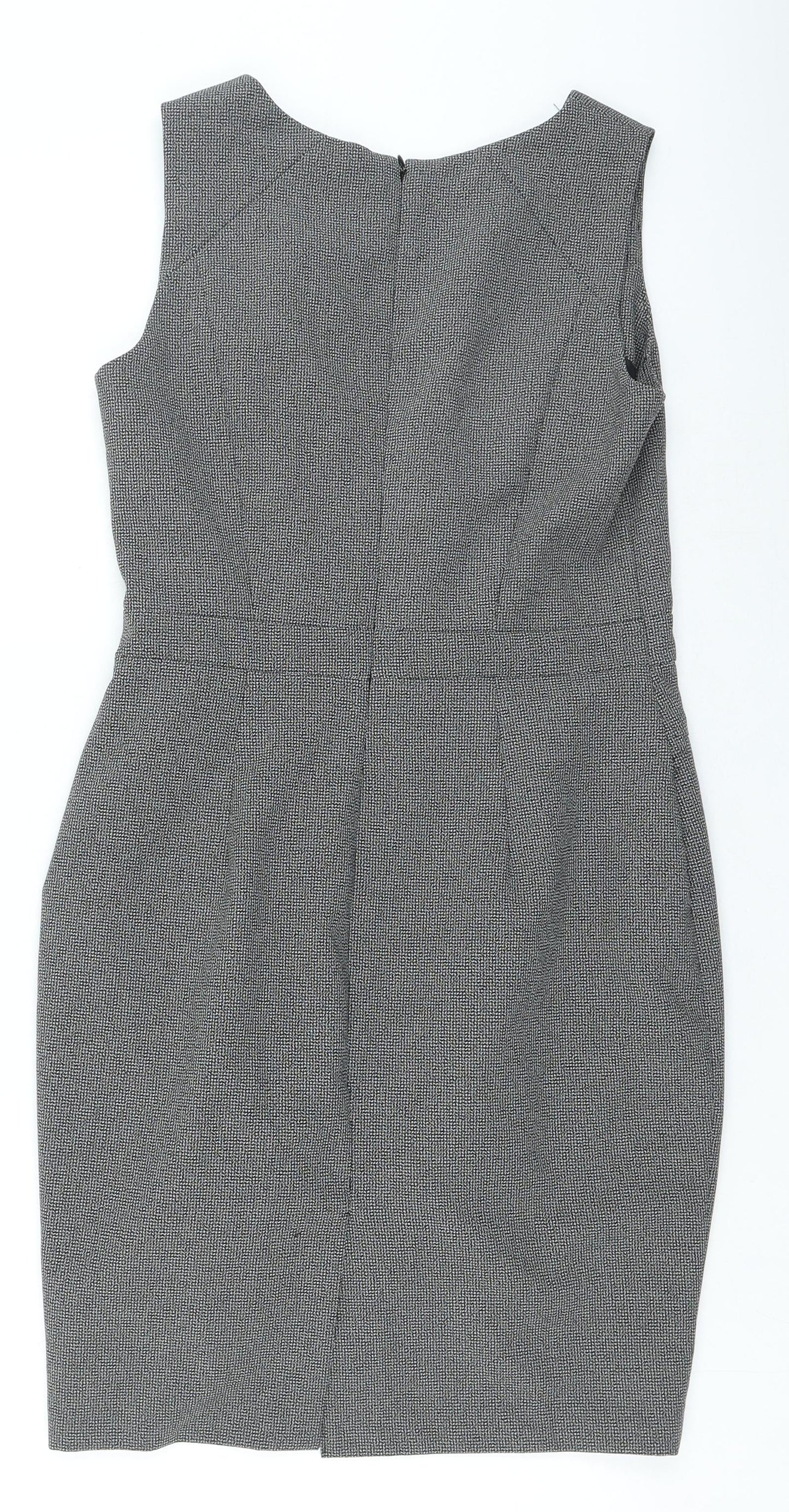 Primark Womens Grey Polyester Shift Size 8 Round Neck Zip