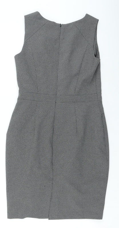 Primark Womens Grey Polyester Shift Size 8 Round Neck Zip