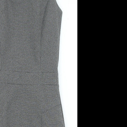 Primark Womens Grey Polyester Shift Size 8 Round Neck Zip