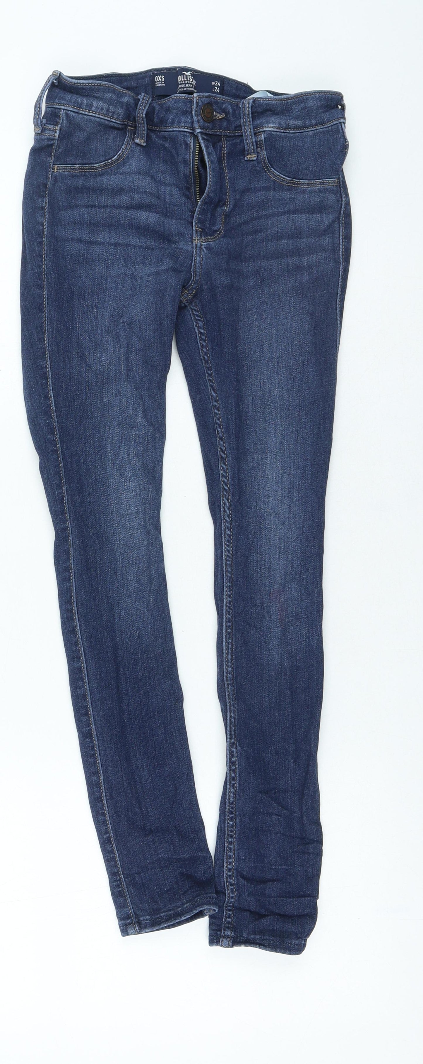 Hollister Womens Blue Polyester Skinny Jeans Size 24 in L24 in Regular Zip