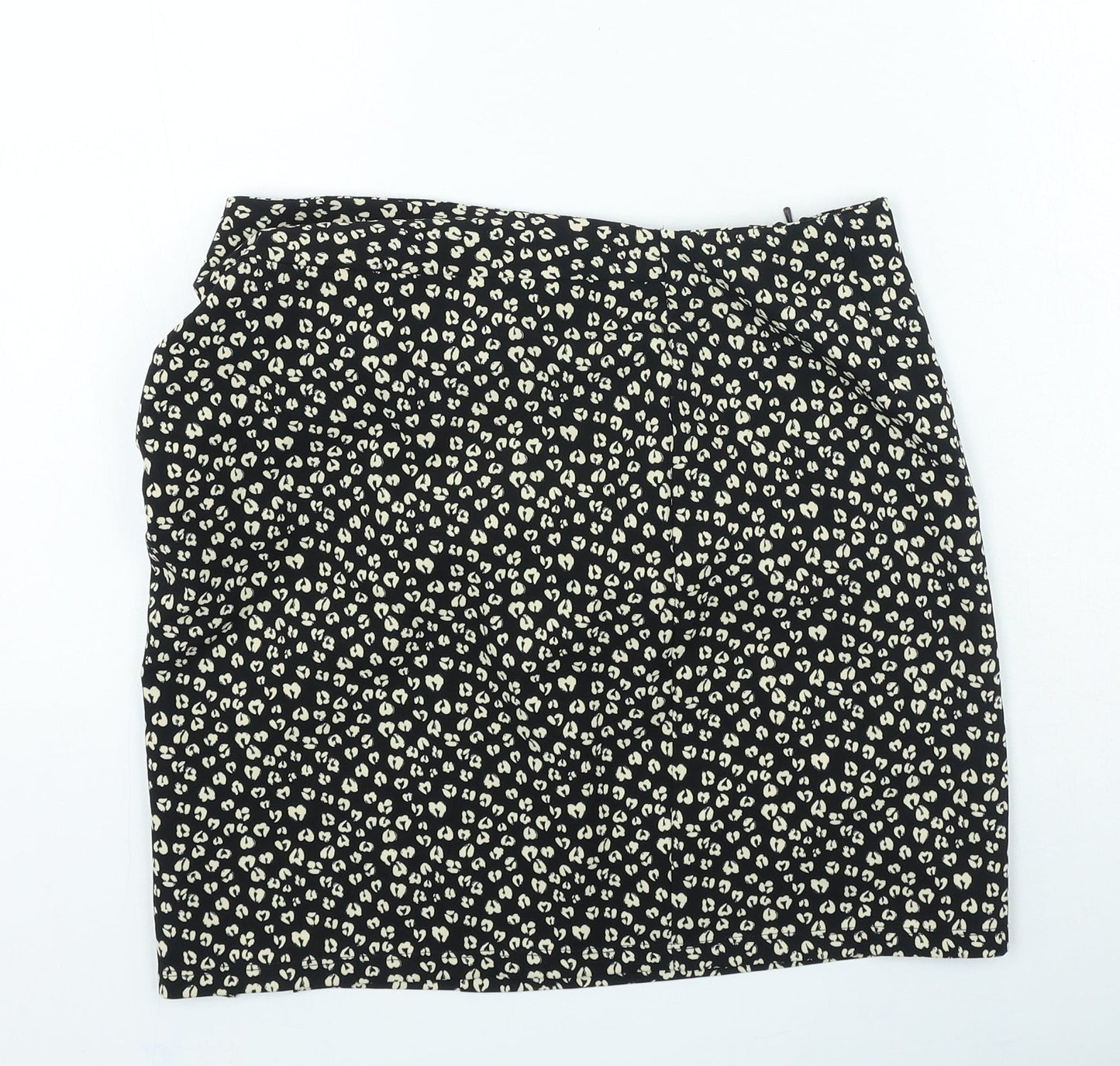 George Womens Black Geometric Polyester Mini Skirt Size 12 Zip