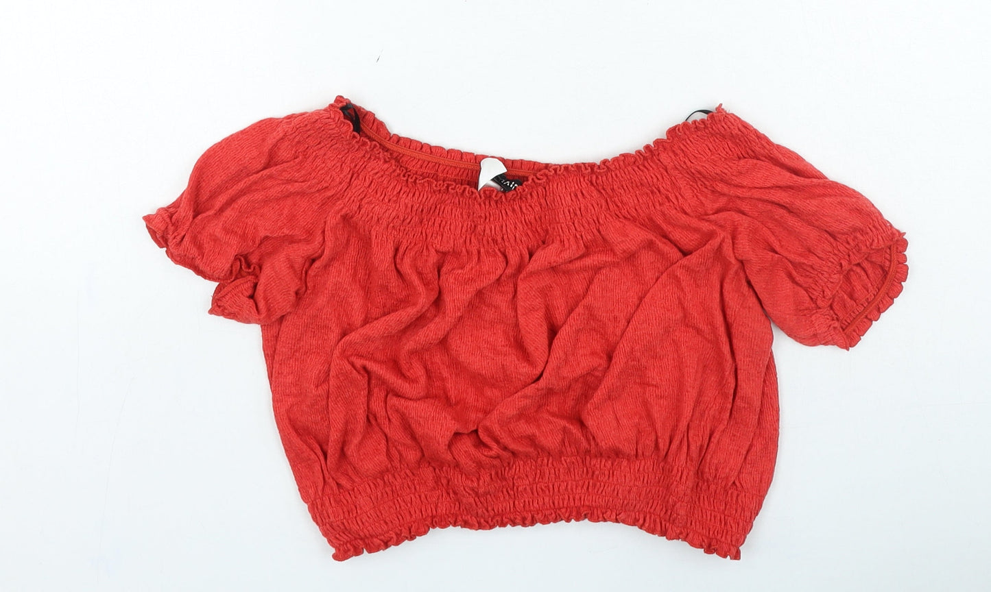 Womens UK Size L H&M Red Cropped T-Shirt