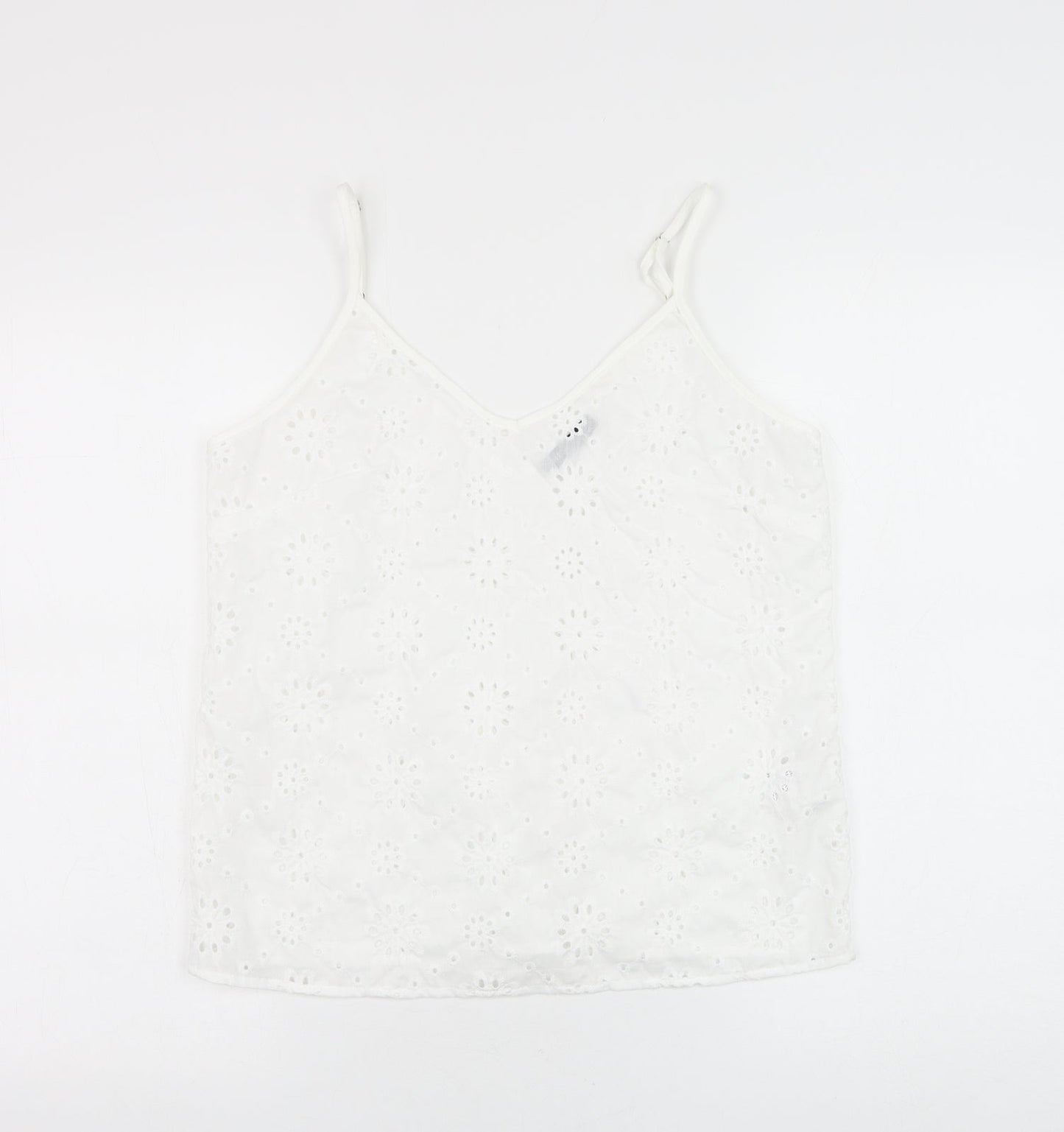 SheIn Womens White Floral Polyester Camisole Tank Size S V-Neck