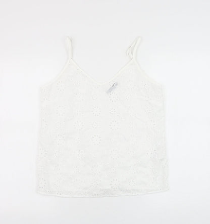 SheIn Womens White Floral Polyester Camisole Tank Size S V-Neck