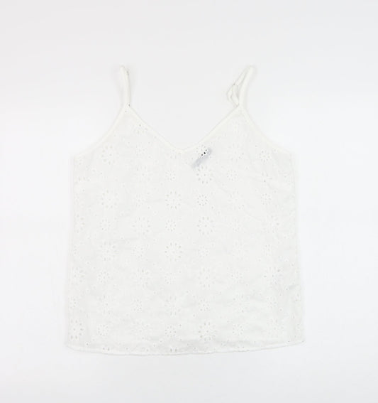 SheIn Womens White Floral Polyester Camisole Tank Size S V-Neck