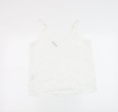 SheIn Womens White Floral Polyester Camisole Tank Size S V-Neck