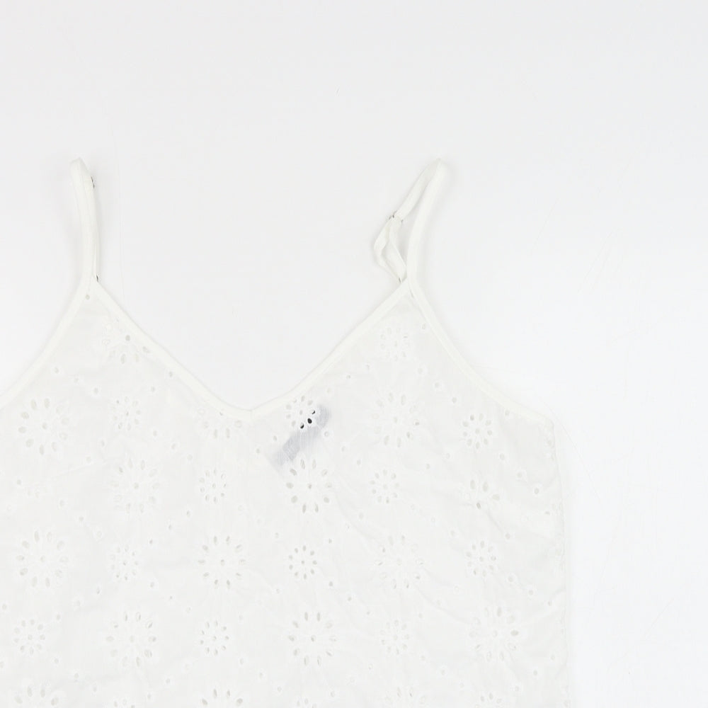 SheIn Womens White Floral Polyester Camisole Tank Size S V-Neck