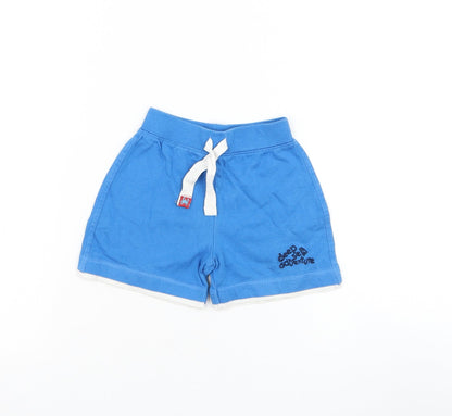 Mothercare Boys Blue Cotton Cropped Trousers Size 6-9 Months Drawstring - Deep Sea Adventure